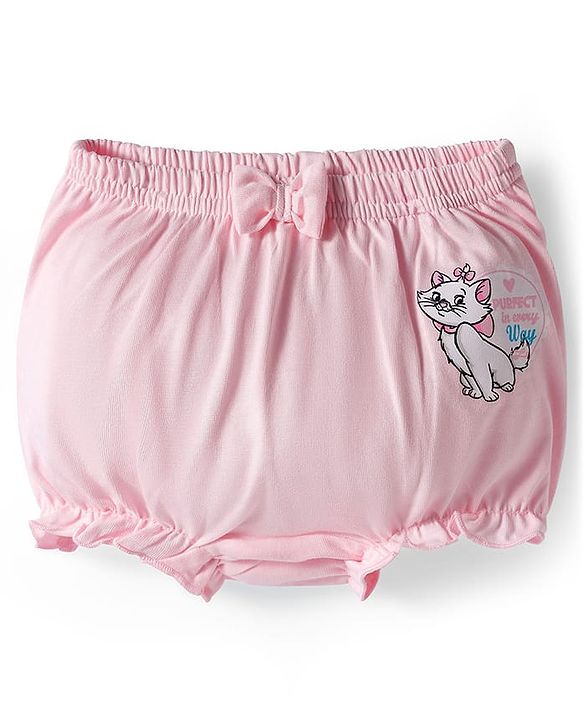 Babyhug Disney Lycra Knit Bloomer with Marie Graphic & Bow Applique Pack of 3 - Lilac White & Pink
