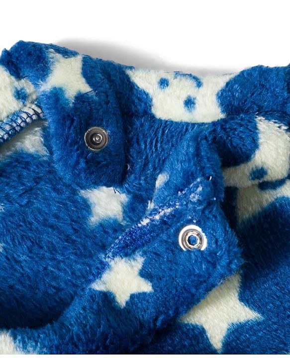 Babyhug Velour Knit Full Sleeves Winter Wear Co-ords Night Suit With Star Print - Navy Blue
