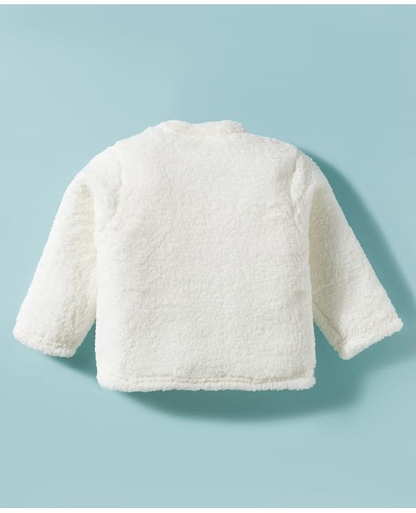 Babyhug Velour Knit Full Sleeves WInter Wear Night Suit With Bunny Print - White & Pink
