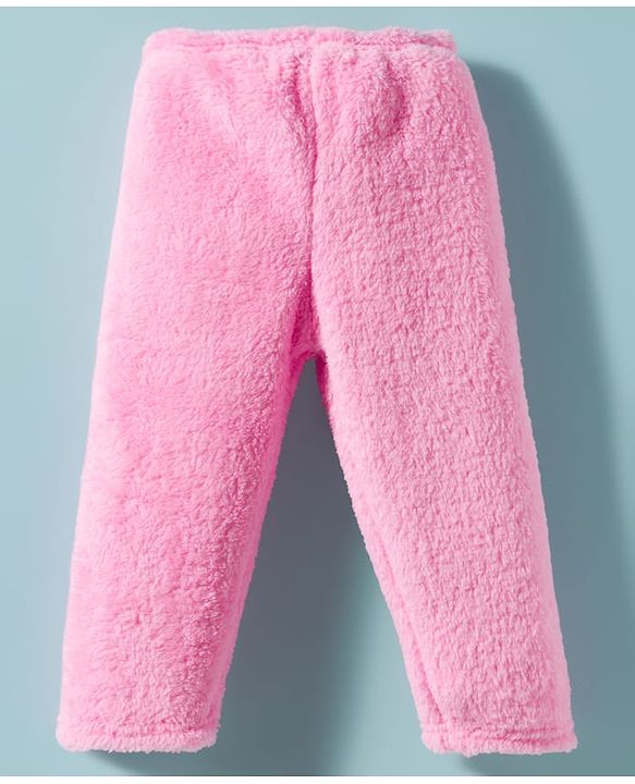 Babyhug Velour Knit Full Sleeves WInter Wear Night Suit With Bunny Print - White & Pink