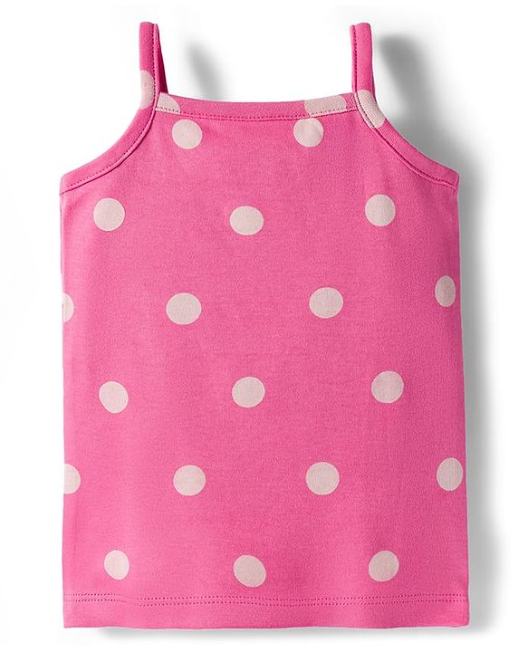 Babyhug Disney Lycra Knit Sleeveless Slips with Minnie Mouse Graphic & Polka Dot Pack of 3 - Light Blue Orange & Dark Pink
