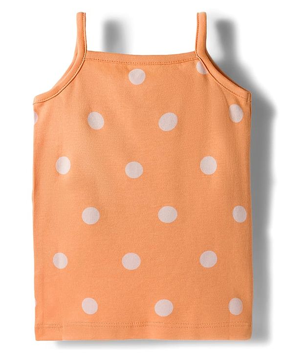 Babyhug Disney Lycra Knit Sleeveless Slips with Minnie Mouse Graphic & Polka Dot Pack of 3 - Light Blue Orange & Dark Pink