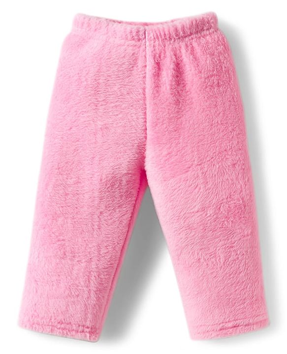 Babyhug Velour Knit Full Sleeves Winter Night Suit with Rabbit Embroidery - Pink