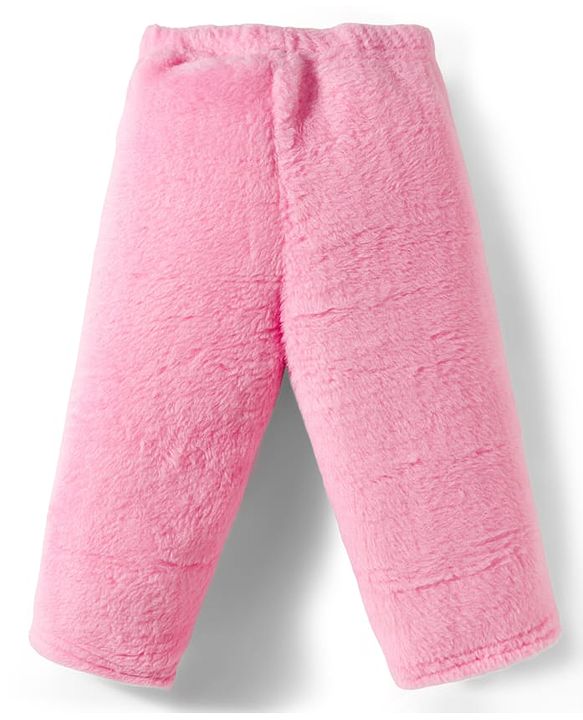 Babyhug Velour Knit Full Sleeves Winter Night Suit with Rabbit Embroidery - Pink