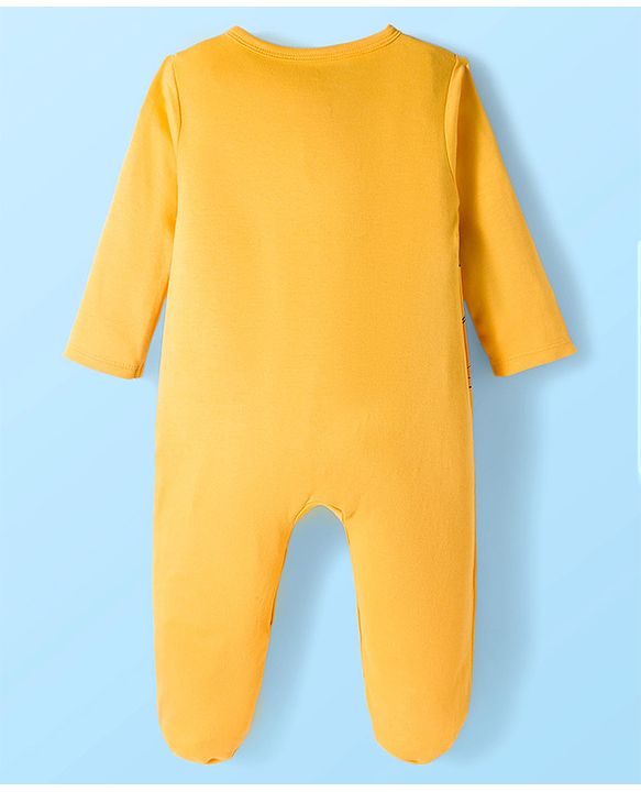 Babyhug Disney Interlock Knit Full Sleeves Footed Sleepsuit With Marie Graphics Pack Of 2 - White & Yellow