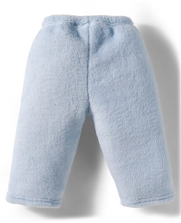 Babyhug Velour Knit Full Sleeves Winter Night Suit with Racoon Embroidery - Blue