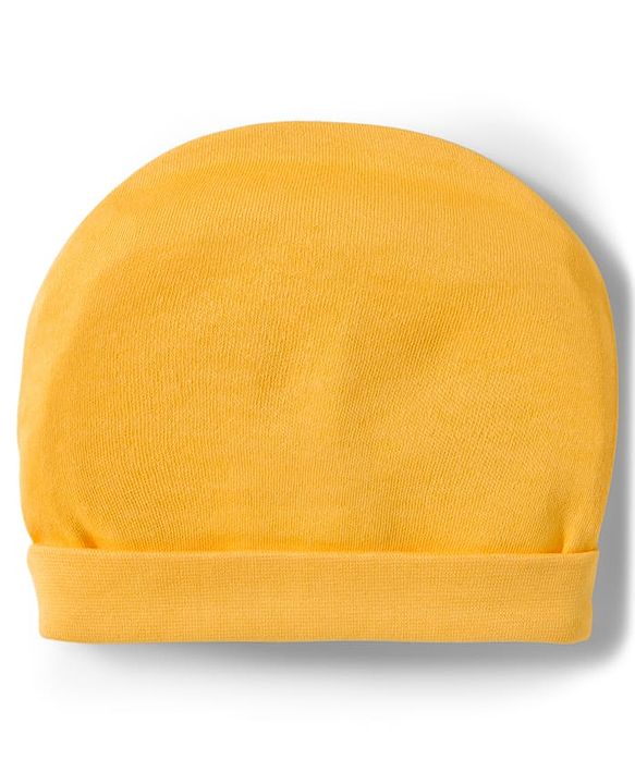 Babyhug Disney Interlock Knit Cap Mittens & Booties Set With Bambi & Friends Graphic Yellow - Diameter 9.5 cm