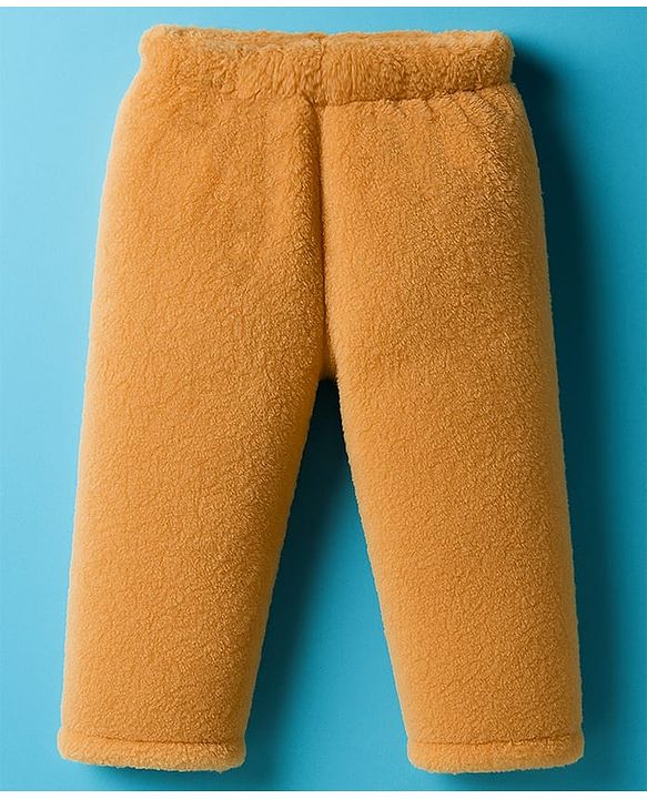 Babyhug Velour Knit Full Raglan Sleeves Winter Wear Night Suit With Bear Applique - Beige
