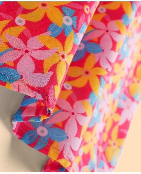Babyhug Cotton Woven Full Sleeves Cambric Floral Printed Kurta Dhoti Set- Multicolour