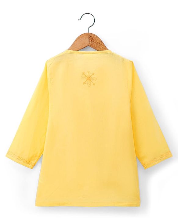 Babyhug Cambric Woven Full Sleeves Embroidered Angarakha Kurta Dhoti Set -  Yellow