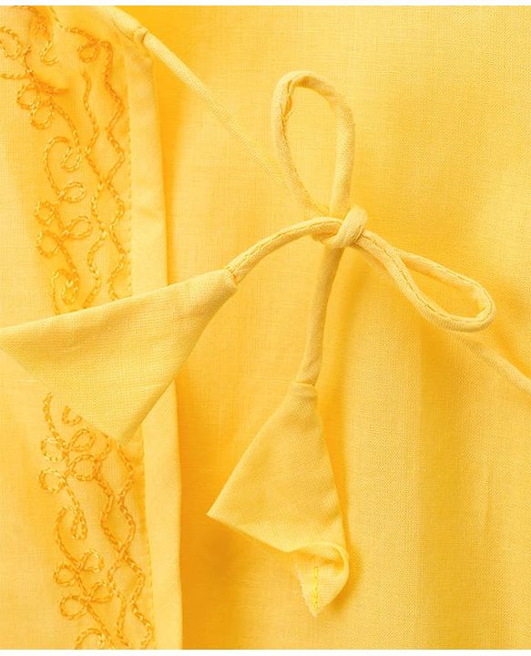 Babyhug Cambric Woven Full Sleeves Embroidered Angarakha Kurta Dhoti Set -  Yellow