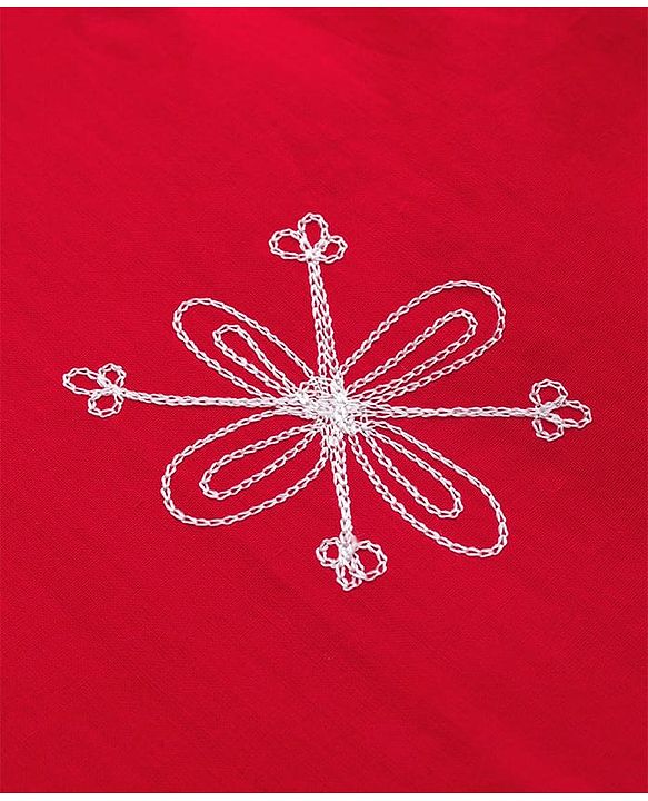 Babyhug Cambric Woven Full Sleeves Embroidered Angarakha Kurta Dhoti Set - Red