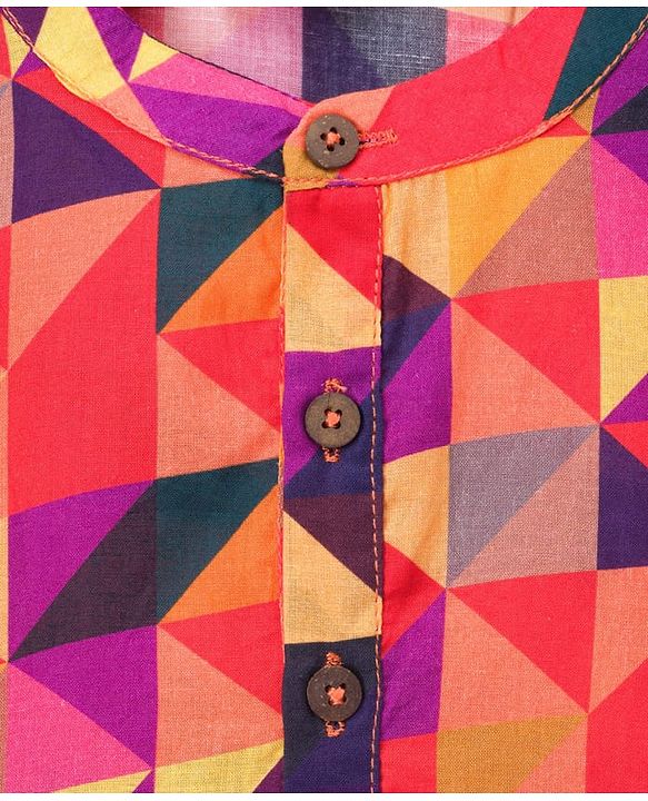 Babyhug Cambric Woven Full Sleeves Abstract Printed Kurta Pajama Set - Orange