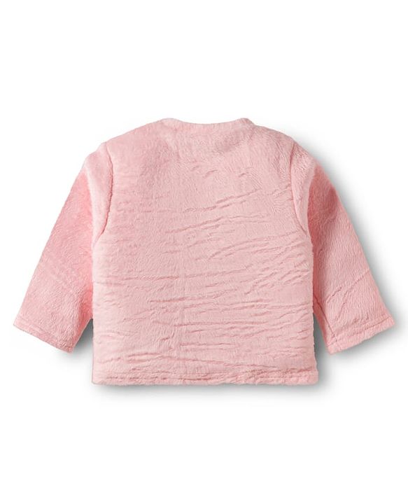 Babyhug Velour Knit Full Sleeves Winter Wear Night Suit With Animal Embriodery - Pink