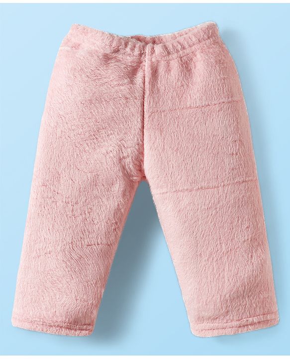 Babyhug Velour Knit Full Raglan Sleeves Winterwear Night Suit With Ear Applique & Pockets - Pink & White