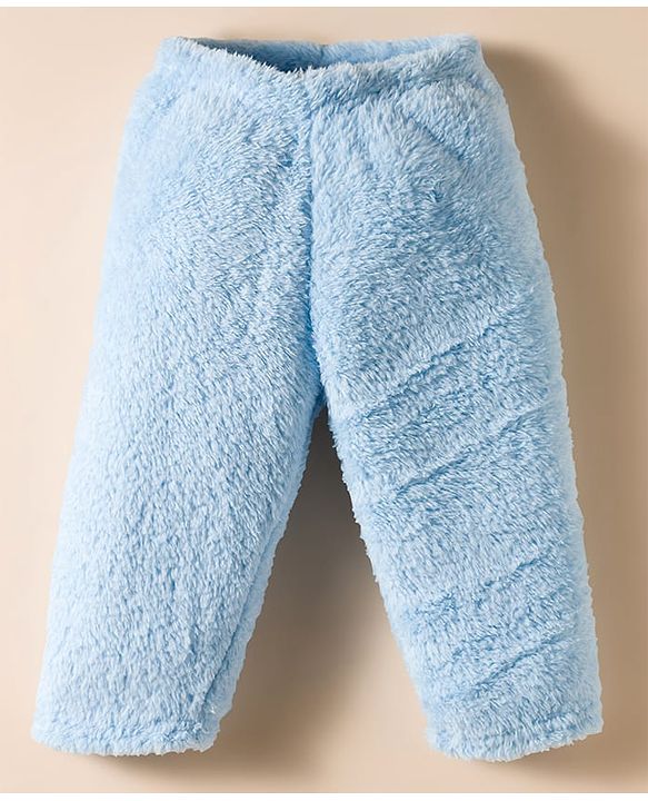 Babyhug Velour Knit Front Open Full Sleeves Night Suit with Animal Applique - White & Light Blue