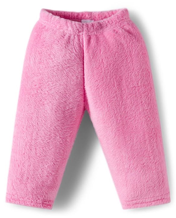 Babyhug Velour Knit Full Sleeves Winter Wear Night Suit With Text Embriodery - Pink