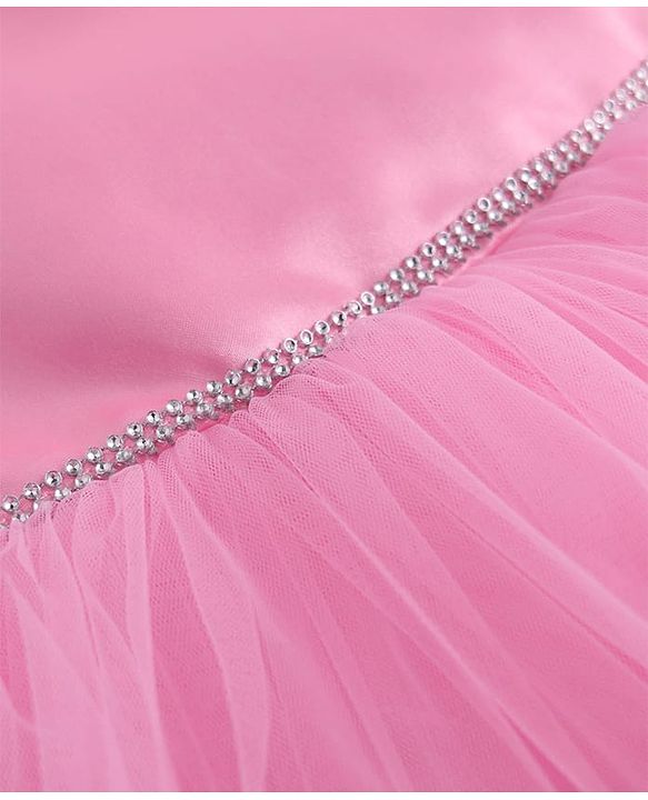 Pine Kids Woven Cap Sleeves Solid Layered Party Dress - Pink