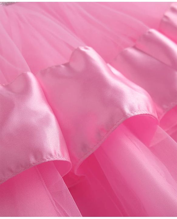 Pine Kids Woven Cap Sleeves Solid Layered Party Dress - Pink