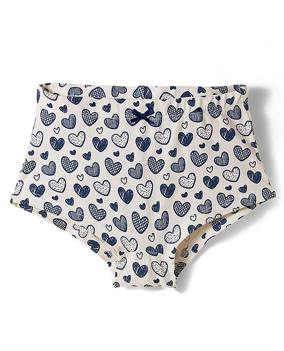 Pine Kids Cotton Knit Hipster  Panties With Heart Print Pack Of 3 (Colour May Vary)