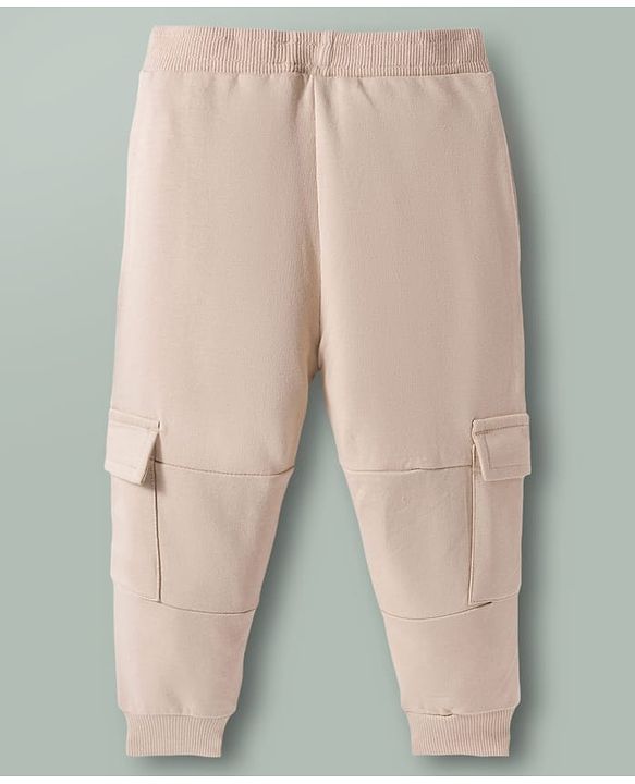 Babyhug 100% Cotton Knit Raglan Full Sleeves Bear Printed T-Shirt & Trouser Set - Beige