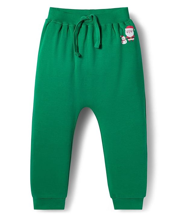 Babyhug Cotton Interlock Knit Full Length Diaper Leggings With Christmas Print Pack Of 3 - Green Yellow & Red