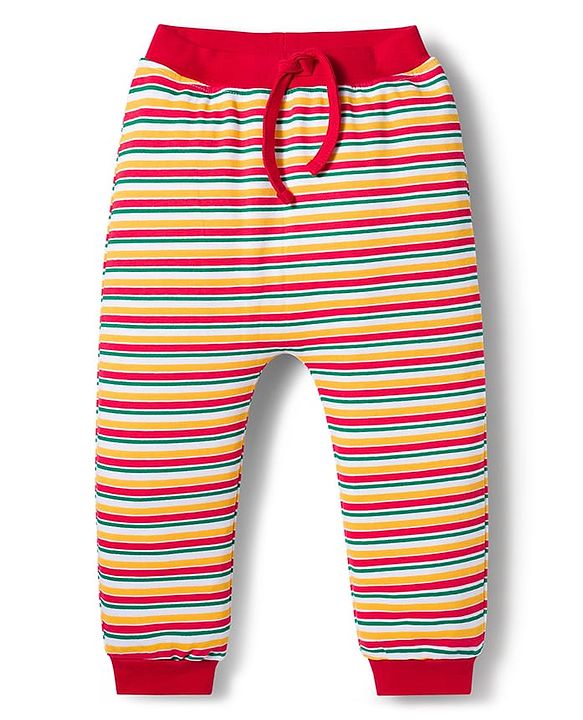 Babyhug Cotton Interlock Knit Full Length Diaper Leggings With Christmas Print Pack Of 3 - Green Yellow & Red