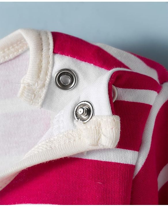 Babyhug Cotton Knit Full Sleeves Footed Sleepsuit Reindeer Embroidery - Red & White
