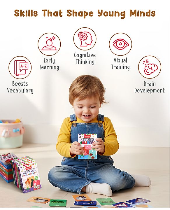 Babyhug 150 Piece Early Learning Flash Cards 8 Themes in One| Educational Double-Sided Cards| Montessori Learning| Fosters Interest| Colorful Cards| Safe & Non-Toxic - Multicolor