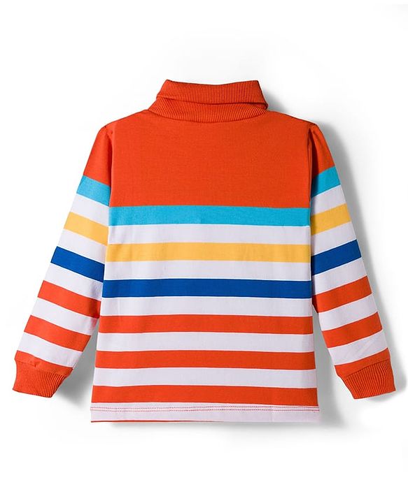 Babyhug Knitted Full Sleeves Turtle Neck Winter T-Shirt - Orange