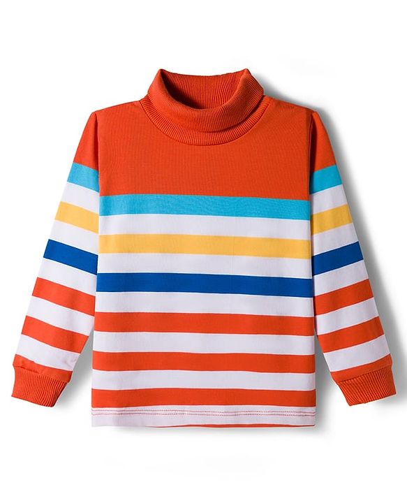 Babyhug Knitted Full Sleeves Turtle Neck Winter T-Shirt - Orange