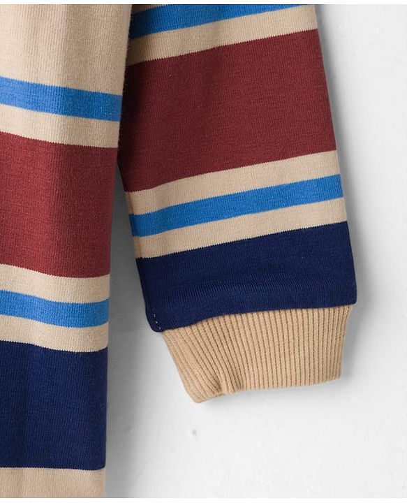 Babyhug Cotton Elastane Knit Full Sleeves Turtle Neck Winter T-Shirt with Stripes - Multicolor