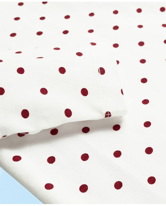Babyhug Cotton Elastane Knit Full Sleeves Turtle Neck Winter T-Shirt with Polka Dot Print - White