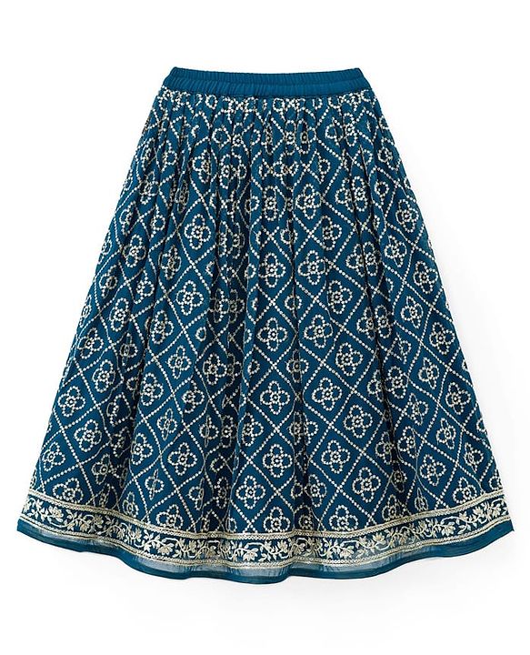 Babyhug Georgette Woven Sleeveless Choli Lehenga Set with Dupatta Embroidery & Sequin Detailing - Navy Blue