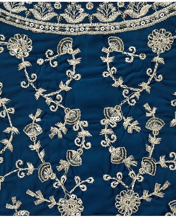 Babyhug Georgette Woven Sleeveless Choli Lehenga Set with Dupatta Embroidery & Sequin Detailing - Navy Blue