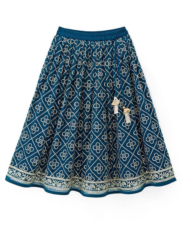 Babyhug Georgette Woven Sleeveless Choli Lehenga Set with Dupatta Embroidery & Sequin Detailing - Navy Blue
