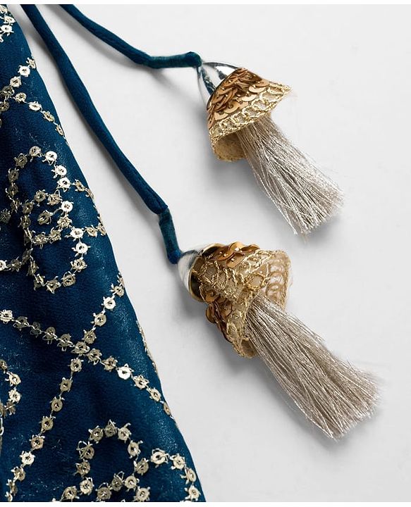 Babyhug Georgette Woven Sleeveless Choli Lehenga Set with Dupatta Embroidery & Sequin Detailing - Navy Blue