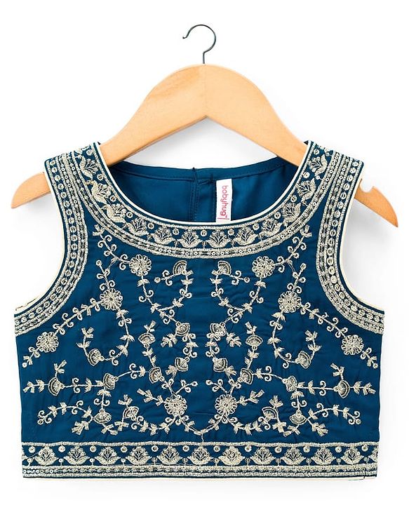 Babyhug Georgette Woven Sleeveless Choli Lehenga Set with Dupatta Embroidery & Sequin Detailing - Navy Blue