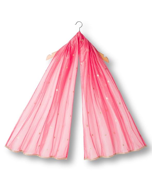 Babyhug Woven Half Sleeves Choli Lehenga & Dupatta Set With Floral Embriodery - Pink