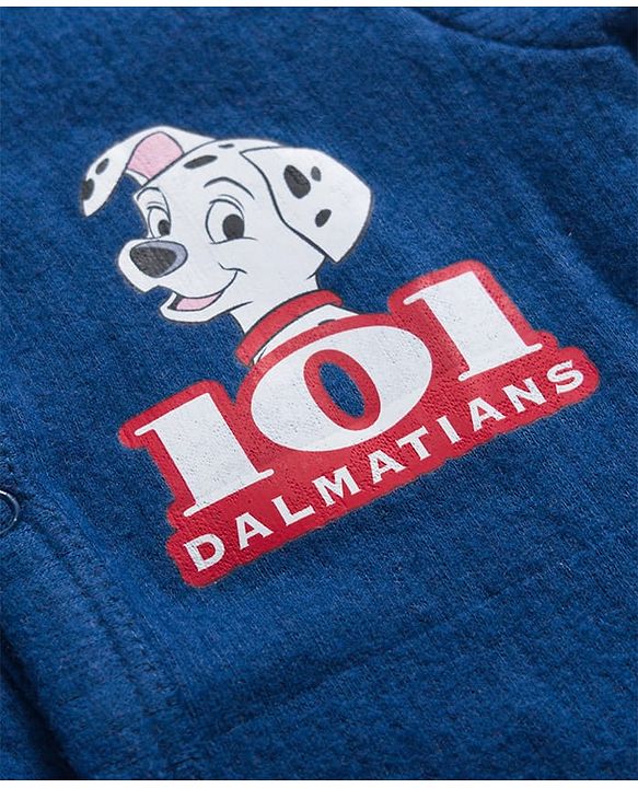Babyhug Disney Interlock Full Sleeves Front Open Thermal Vest With 101 Dalmatians Graphics - Navy Blue