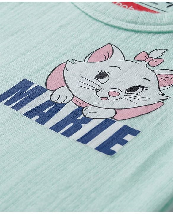 Babyhug Disney Interlock Sleeveless Pullover Thermal Vest & Pant Set with The Aristocats Marie Print - Light Blue