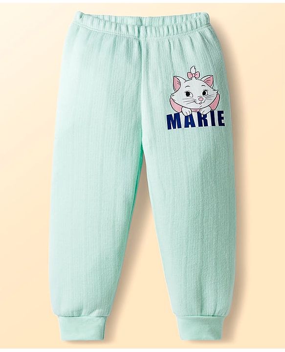 Babyhug Disney Interlock Sleeveless Pullover Thermal Vest & Pant Set with The Aristocats Marie Print - Light Blue