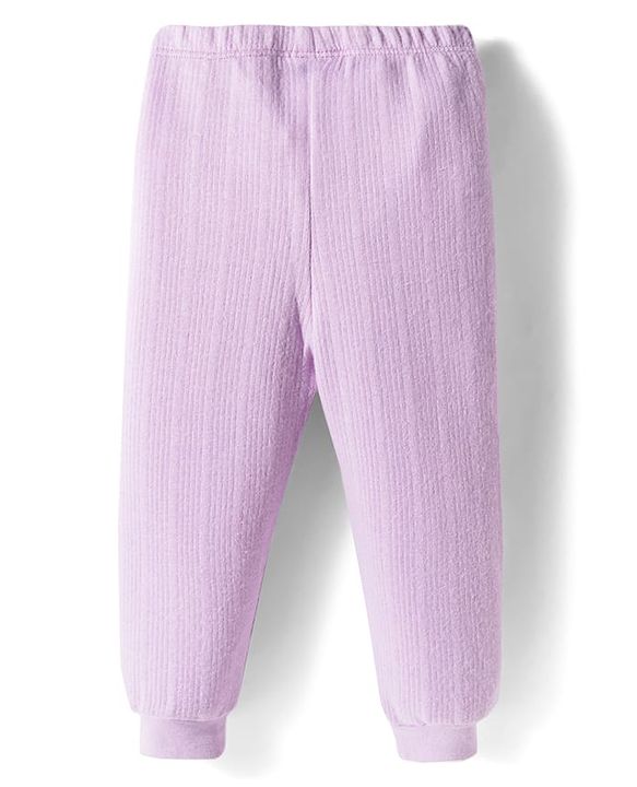 Babyhug Disney Interlock Full Sleeve Front Open Thermal Wear Set With Minnie Mouse Graphics - Lavender