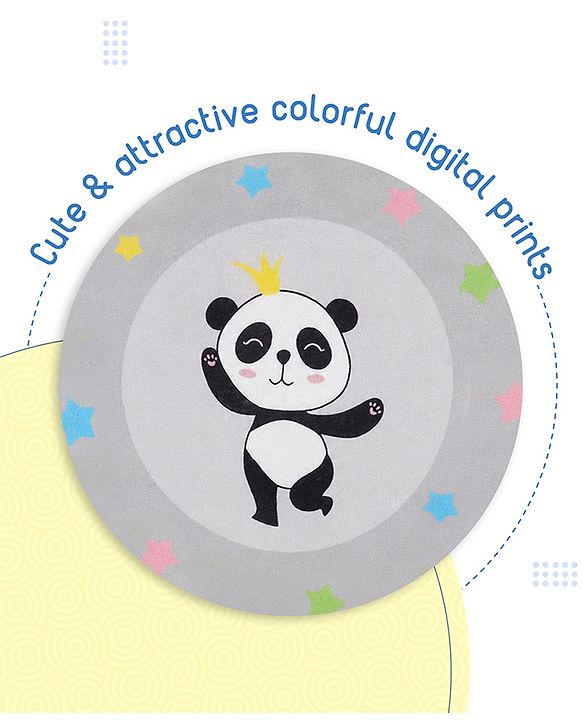 Babyhug 100% Cotton Extra Large Cot Bumper Panda Print - Grey| Soft Cushioned Crib Protector| Breathable Fabric| Easy to setup| Prevents Bumps| 0-24 Months| New Born & Toddler Gifting