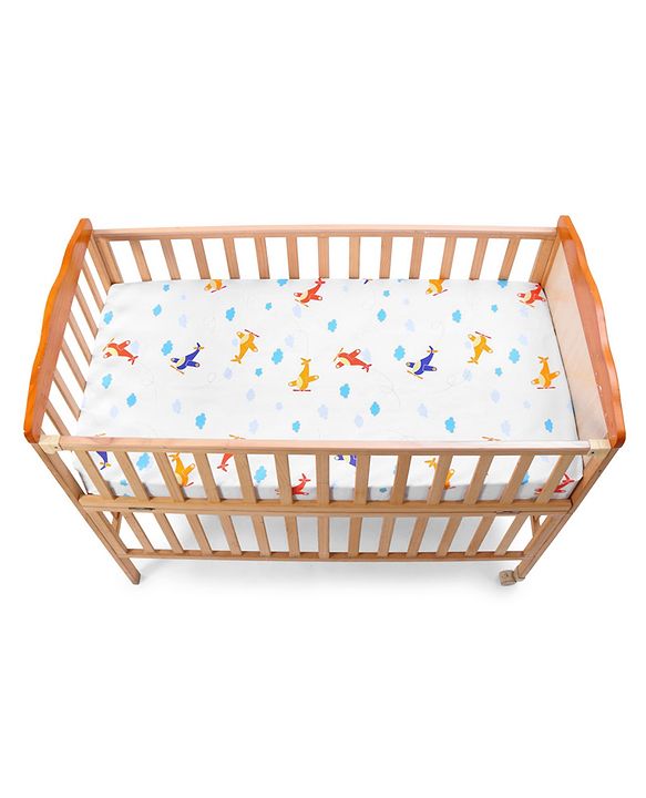 Babyhug Premium Cotton Flat Crib Sheets Set of 2 Aeroplane Theme - White| Soft Breathable Fabric| Skin-Friendly| Travel-Friendly| Machine Washable| 0-12 Months