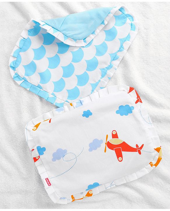 Babyhug Head Shaping Rai Pillow with Extra Cover Aeroplane Theme  White| 1 Kg Mustard Seeds| Cotton Cover| Natural Warming Property|Prevents Cold & Flat Head Syndrome| NewBorn Neck & Shoulder Support