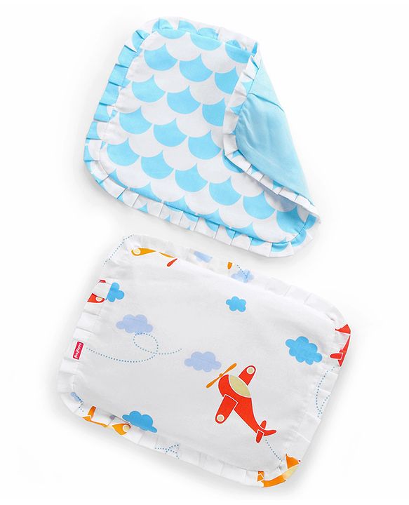 Babyhug Head Shaping Rai Pillow with Extra Cover Aeroplane Theme  White| 1 Kg Mustard Seeds| Cotton Cover| Natural Warming Property|Prevents Cold & Flat Head Syndrome| NewBorn Neck & Shoulder Support