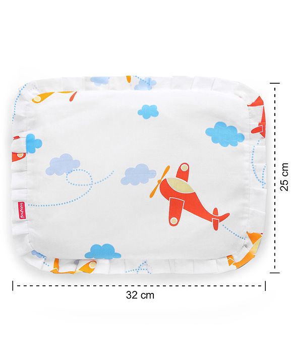 Babyhug Head Shaping Rai Pillow with Extra Cover Aeroplane Theme  White| 1 Kg Mustard Seeds| Cotton Cover| Natural Warming Property|Prevents Cold & Flat Head Syndrome| NewBorn Neck & Shoulder Support