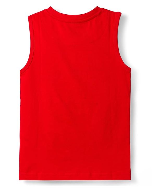 Pine Kids Disney Single Jersey Knit Full Sleeves Shirts and Sleeveless T-Shirt with Mickey Mouse Graphics - Navy Blue & Red