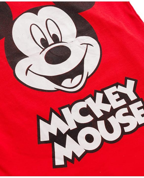 Pine Kids Disney Single Jersey Knit Full Sleeves Shirts and Sleeveless T-Shirt with Mickey Mouse Graphics - Navy Blue & Red